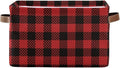 Red and Black Buffalo Plaid Storage Basket Cube Storage Bins Organizer Bag Collapsible Closet Shelf Baskets with handle for Baby Cloth Pet Toy Book 14.2×10.2×8.3 IN