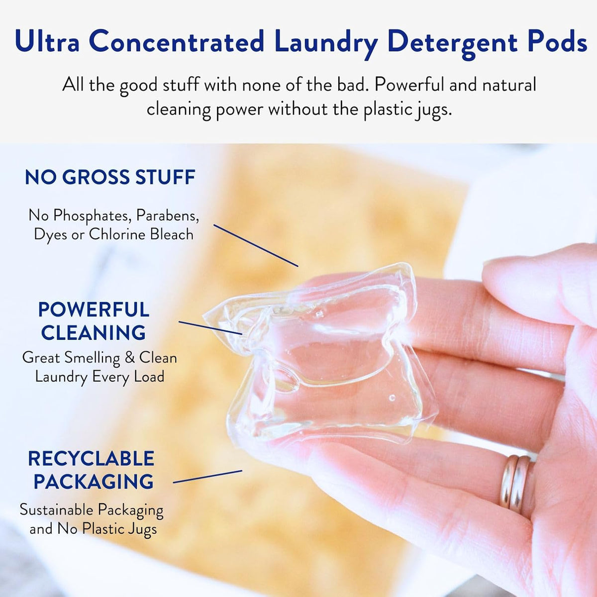 The Clean People Laundry Detergent Pods - Hypoallergenic Laundry Pods - Ultra Concentrated, Recyclable Packaging, Stain Fighting - Fresh Scent, 96 Pack