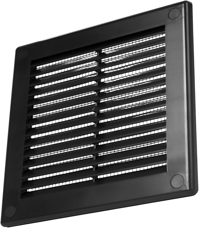 Vent Systems 4.5" x 4.5" Inch (Opening Dimensions) Plastic Black Soffit Vent Cover - Flat Square Air Vent Grille - Air Vent Deflector - HVAC 5.9" x 5.9" Inch (Overall Dimensions)