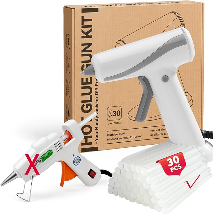 Mini hot glue gun Kit with 30 Glue Sticks, Hot Melt, High Temp for School Crafts DIY Arts and Quick Home Repairs (Orange Glue Gun)