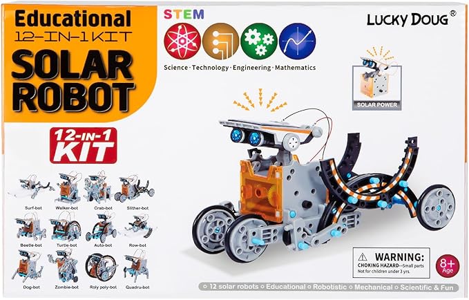 Lucky Doug Solar Power Kits Toys for Boys Ages 8-13, STEM Robot Kit Toys Gifts for Kids 8 9 10 11 12 13 Years, Educational Building Science Experiment Set Birthday for Kids Boys Girls