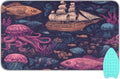 Red Blue Pirate Ship and Fish Ironing Mat Thickened Ironing Blanket Travel Portable Double-Side Using Ironing Pad Travel Isolate Heat Pad Cover for Washer Dryer Table Top Countertop 27.6x47.2in