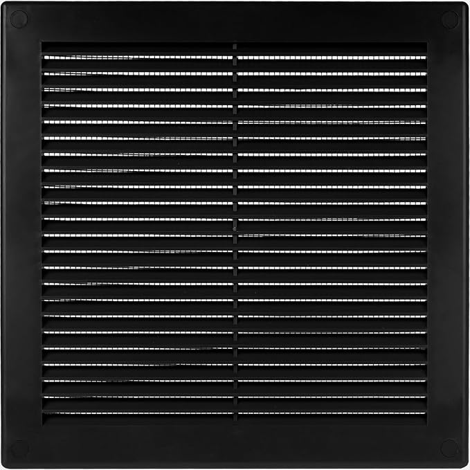 Vent Systems 8" x 8" Inch (Opening Dimensions) - Pack of 10 - Plastic Black Soffit Vent Cover - Flat Square Air Vent Grille - Air Vent Deflector - HVAC 10" x 10" Inch (Overall Dimensions)