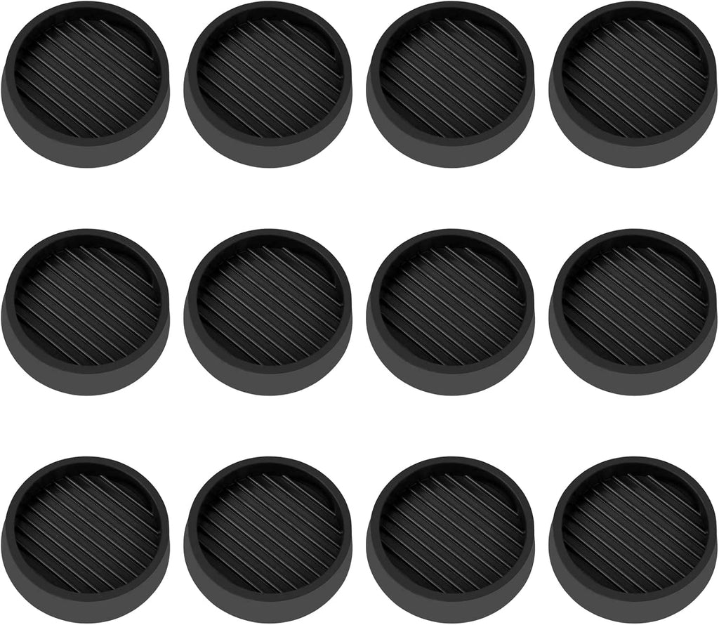 2X2 Round Rubber Caster Cups, Non Slip Furniture Pads, Anti-Slip Gripper, Anti Skid Furniture Feet, Anti Slide Floor Protector for Bed Couch Table Chair Stoppers - (Black, 12 Pack)