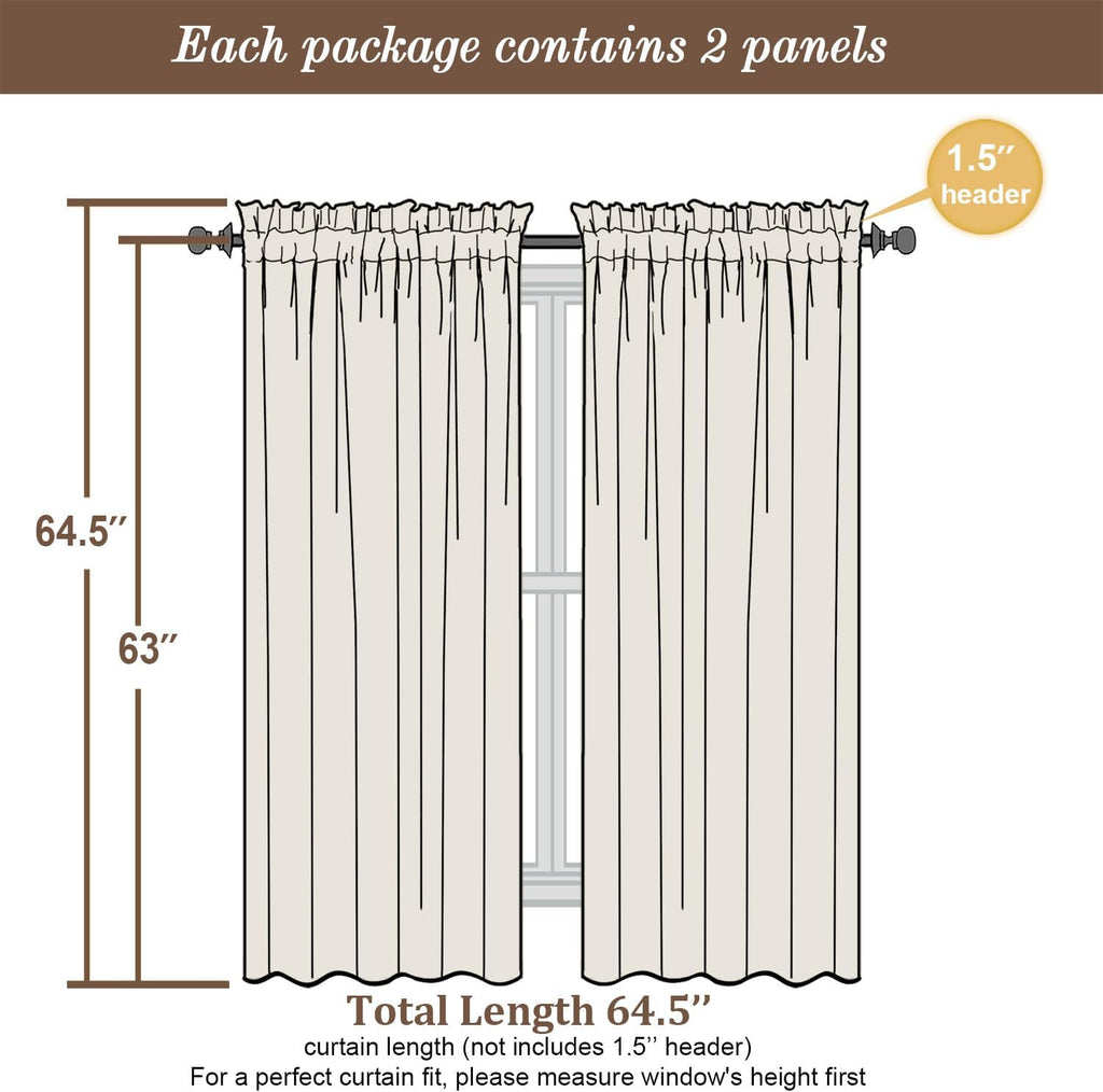 Chyhomenyc Light Green Sheer Curtains 63 Inches Long 2 Panels Set- Light Filtering Curtains for Bedroom, Soft Airy Voile Rod Pocket Living Room Window Drapes, 42Wx63L Inches, 2 PCS