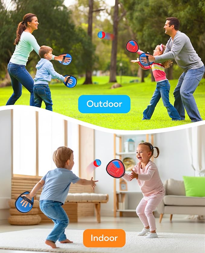 JoyCat Toss and Catch Ball Game Set,Toddler Baseball Glove,Beach Pool Yard Camping Games,Kids Sports & Outdoor Play Toys for Family,Outside Toys for 3 4 5 6 7 8 9 10+Year Old Boys Girls Birthday Gifts