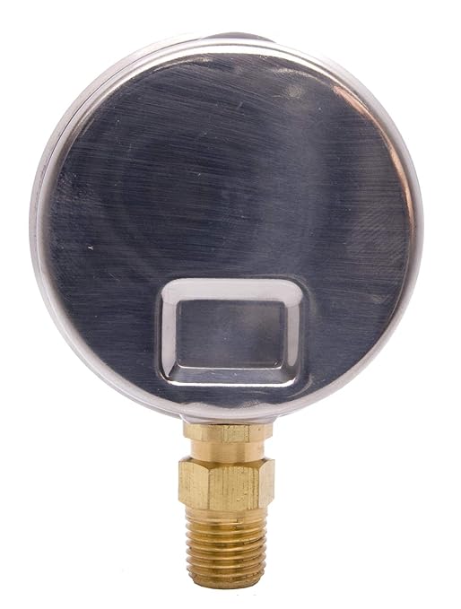 2-1/2" Oil Filled Pressure Gauge - Stainless Steel Case, Brass, 1/4" NPT, Lower Mount Connection, 0-1500PSI