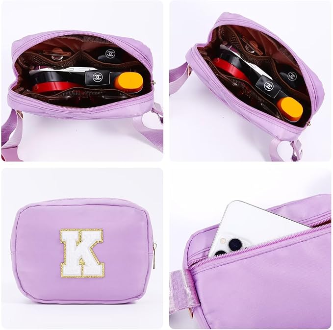 YOOLIFE Gifts for Girls Teen Girls Birthday Gifts - Personalized Gifts for Women, Gifts for Daughter Sister Friends, Purple Initial Crossbody Bag Belt Bag A