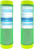 Geekpure 10 Inch Carbon Block Filter -2.5" x 10" - 5 Micron- Reduce Chlorine and Hardness-Pack of 2