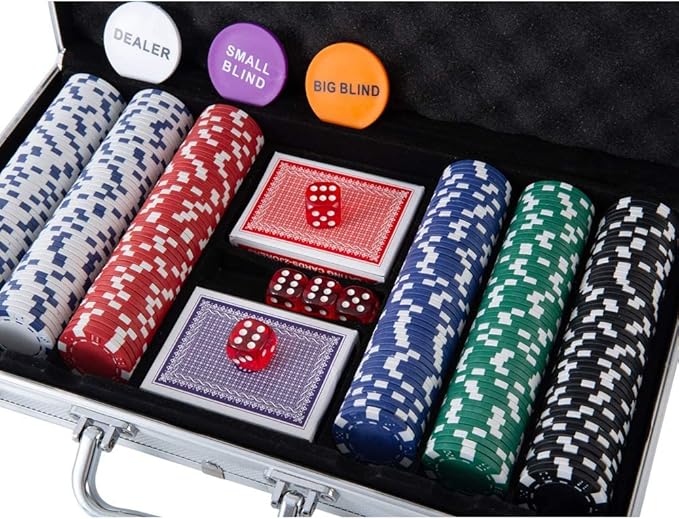 Poker Chip Set - 300PCS Poker Chips with Aluminum Case, 11.5 Gram Chips for Texas Holdem Blackjack