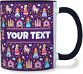 Personalized Mug for Kids - Princesses - Custom Name/Text, Ceramic Hot Chocolate/Cocoa/Coffee Cup for Girls, Birthday/Christmas/Holiday Gift - 11 oz, Black Handle