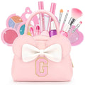 Kids Real Makeup Kit for Girls - 18Pcs Non-Toxic Washable Make Up Toys with Initial Toddler Purse - Personalized Birthday Gifts for Age 3 4 5 6 7 8 9 10 Years Old Girls Vanity Set - G