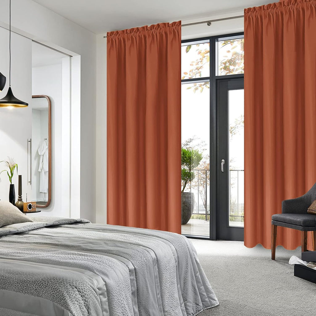 DWCN Blackout Curtains Thermal Insulated, Energy Saving & Noise Reducing Bedroom and Living Room Curtains, Burnt Ochre, W 38x L 84 Inch, Set of 2 Rod Pocket Curtain Panels