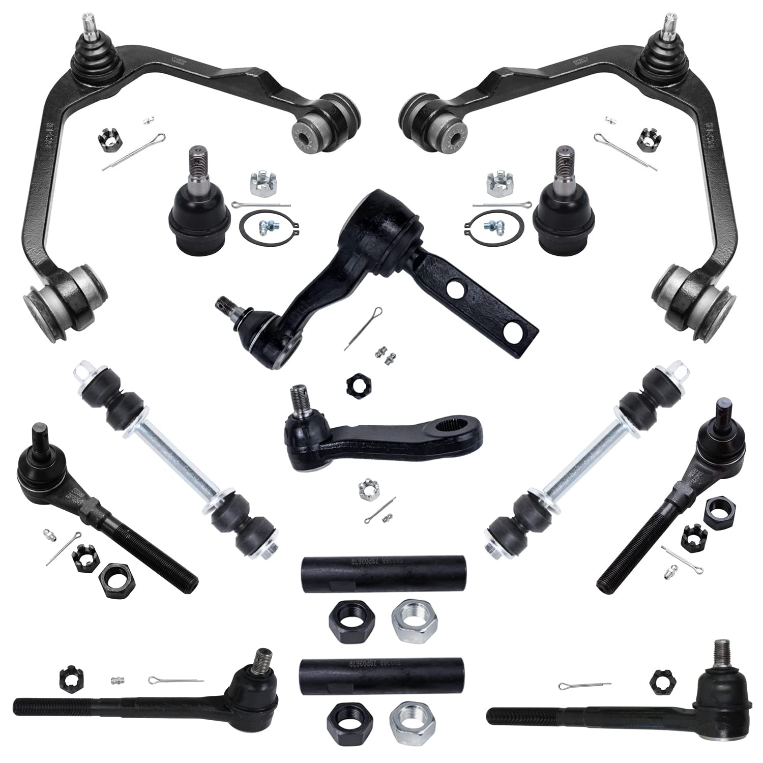 Detroit Axle - RWD Front End Kit for Ford Expedition F-150 F-250 Lincoln Navigator, Upper Control Arms Tie Rods Adjusting Sleeve