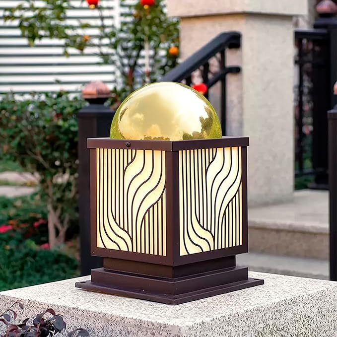 Nerien Gazing Ball, Stainless Steel Garden Mirror Globe, Polished Ornament Sphere, Hollow Floating Reflective Hemisphere, for Home Outdoor Pond Housewarming Swimming Pool Decoration, Gold, 6Pcs Mix