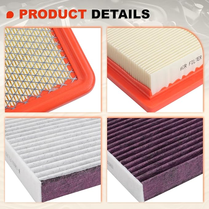 Engine & Upgrade Cabin Air Filter Kit for 2019-2025 Silverado 1500 Sierra 1500,2020-2025 Silverado 2500 HD Sierra 2500 HD Gasoline ONLY,2021-2025 Escalade Tahoe Yukon Suburban,Replaces#CA12405,CF11966