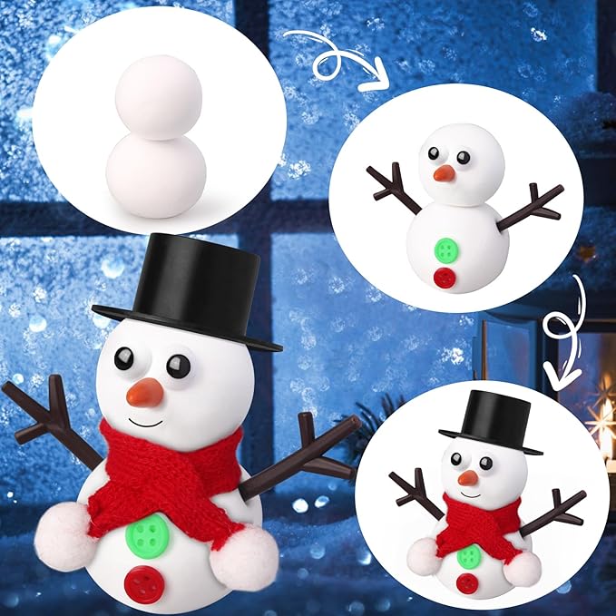 GYGOT 6 Pack Christmas Crafts for Kids,Build a Snowman Kit,Christmas Stocking Stuffers for Girls, Boys,Modeling Clay DIY for Holiday Activities