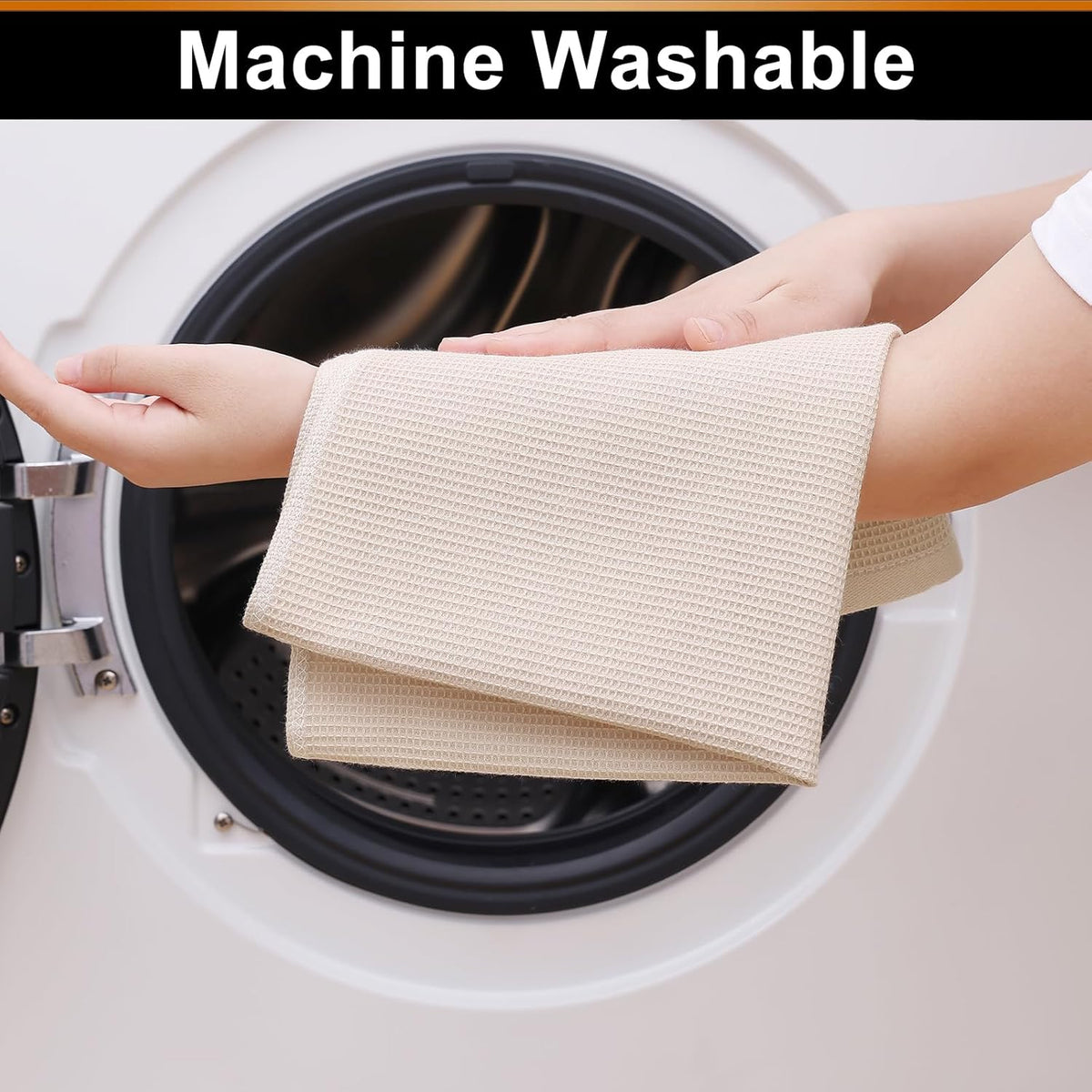 Homaxy 100% Cotton Waffle Weave Kitchen Towels - 6 Pack Soft and Absorbent Dish Towels - 16 x 26 Inches Quick Dry Hand Towels - Beige