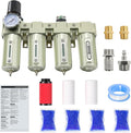 3/4" NPT Industrial Grade 4 Stage Air-Dryer-for-Compressor, Air-Compressor-Water-Separator-System for Plasma Cutter and Paint Spray, 3Filter&1Dryer System，Manual Drain