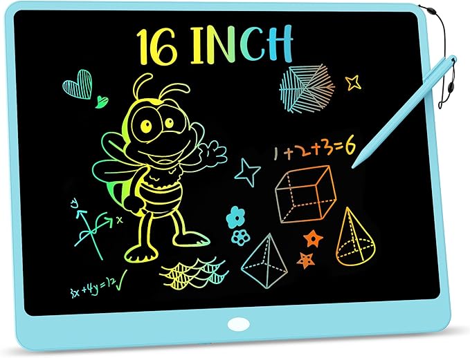 KOKODI LCD Writing Tablet, 16 Inch Colorful Doodle Board Drawing Tablet, Erasable Reusable Electronic Drawing Pads, Educational and Learning Toy for 3-6 Years Old Boy and Girls
