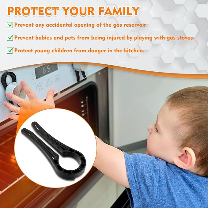 Stove Knob Safety Covers for Child, Gas Stove Knob Locks, Oven Lock Child Safety Stove Guard Black, Stove Knob Safety Cover for Child and Pet (5 Pack)