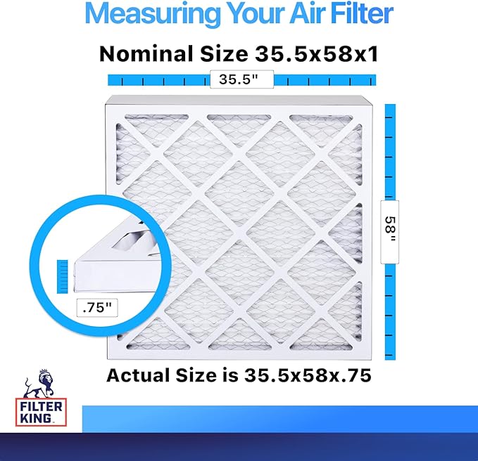 Filter King 35.5x58x1 Air Filter | 4-PACK | MERV 8 HVAC Pleated A/C Furnace Filters | MADE IN USA | Actual Size: 35.5 x 58 x .75"