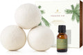 Thymes Wool Dryer Balls Set – Includes 3 Wool Laundry Balls + 1 Scented Laundry Fragrance Oil for Dryer – Eliminate Wrinkles, Static & Lint (Frasier Fir, 0.5 fl oz)
