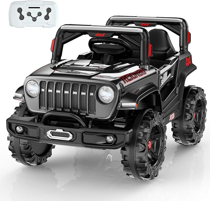 SEALIGHT 12V Kids Ride On Car Truck w/Parent Remote Control, Children Ride On Toy Toddler Electric Vehicle with Double Doors/Safety Belt/LED Lights/Music Player/Bluetooth