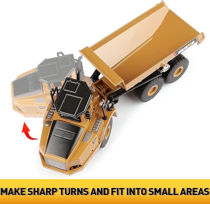 1/50 Scale Diecast Articulated Dump Truck, Metal Engineering Vehicle Construction Models Toys for Kids (Articulated Dump Truck)