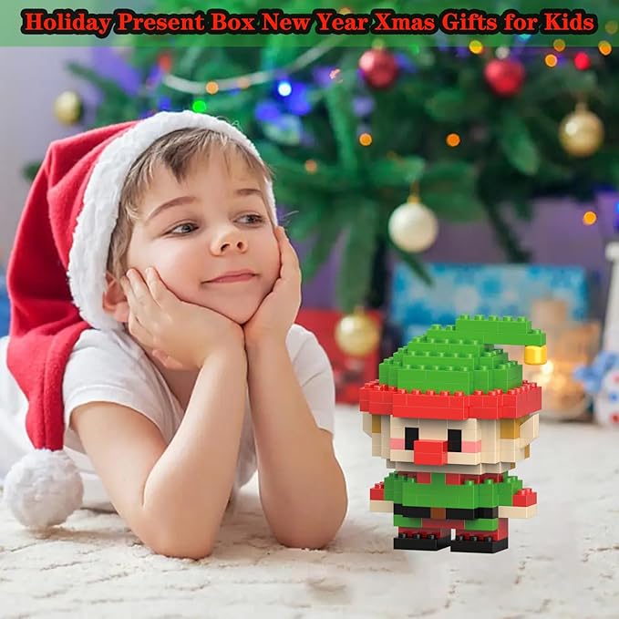 Christmas Elf Building Blocks Set Compatible with Lego Advent Calendar 2025 Stacking New Toys Holiday Present Box New Year Xmas Gifts for Kids for Boys & Girls and Adults