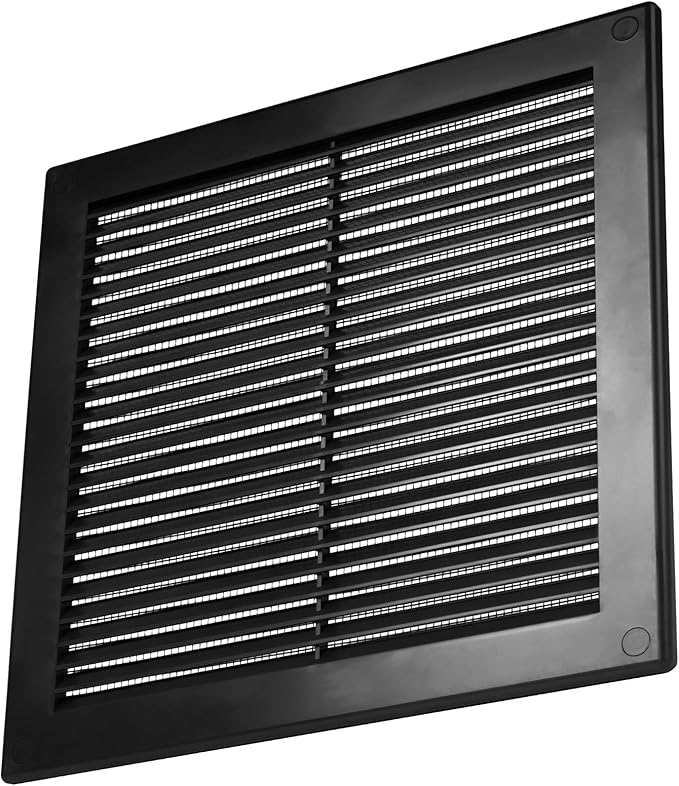 Vent Systems 8" x 8" Inch (Opening Dimensions) - Pack of 10 - Plastic Black Soffit Vent Cover - Flat Square Air Vent Grille - Air Vent Deflector - HVAC 10" x 10" Inch (Overall Dimensions)