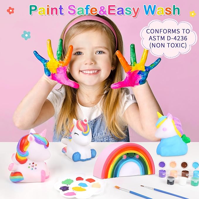 dededa Paint Your Own Unicorn & Rainbow Night Light Art Kit, Arts and Crafts for Kids Ages 4-8,Unicorn Toys Unicorns Gifts for Girls Ages 6-8 Painting Kit for Kids 8 9 10 11 12+