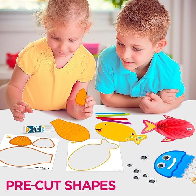 Arts and Craft Kit for Toddlers Ages 3, 4, 5 Years - Create 7 Fun Fish Characters