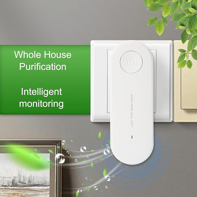 2Pcs Air Purifier Plug In No Filter Replacement, Silent Filterless Design/360° Coverage, Portable Negative Ion Generator for Bedrooms, Toilets, Closets, Pet Room(White)