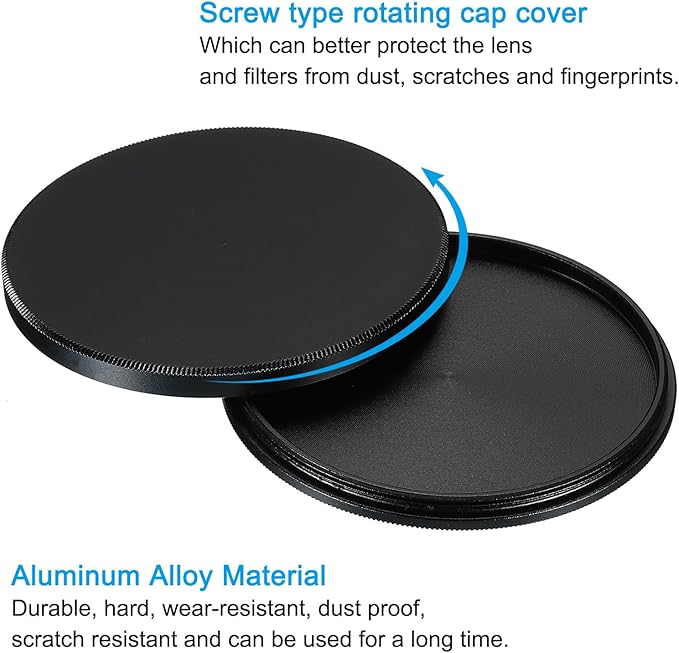 PATIKIL 55mm Lens Cap, 2 Pack Camera Lens Cap Cover Universal Front Metal Lens Filter Stacks Cap Protective Case for 55mm Camera Circular Polarizing Fader ND Filter, Black