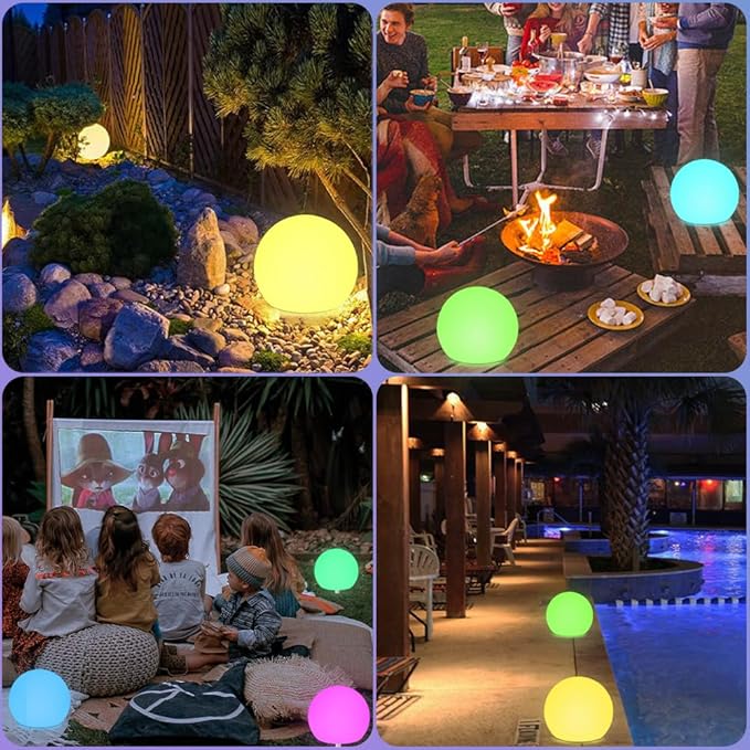 8-in Solar Globe Light Outdoor, Waterproof Solar Ball Light for Outside w/Remote, 16 RGB Color Changing Glowing Orb Lamp Landscape Lighting Mood Lamp w/Ground Stake for Garden Patio Yard Pathway Decor