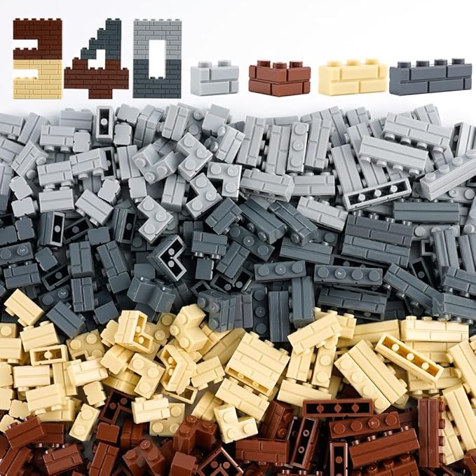 Wall Classic Bricks Parts and Pieces: 340 PCS Masonry Profile Accessories Building Block Sets(Mix)