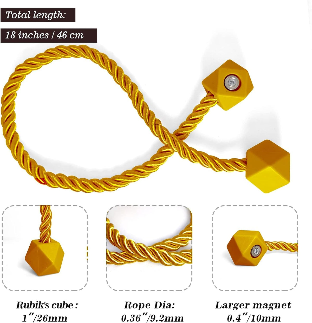 Hion Magnetic Curtain Tiebacks Golden 6 Pack, Curtain Tiebacks Buckles Holdbacks Holders Hooks Clip for Home Bedroom Office Decorative Thick or Thin Curtain