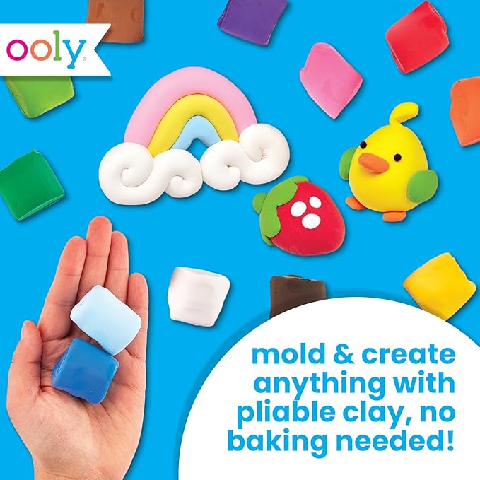 Ooly Air Dry Clay for Kids, 12 Colors Modeling Clay with 3 Shaping Tools, Play Dough Summer Craft Supplies - Creatibles
