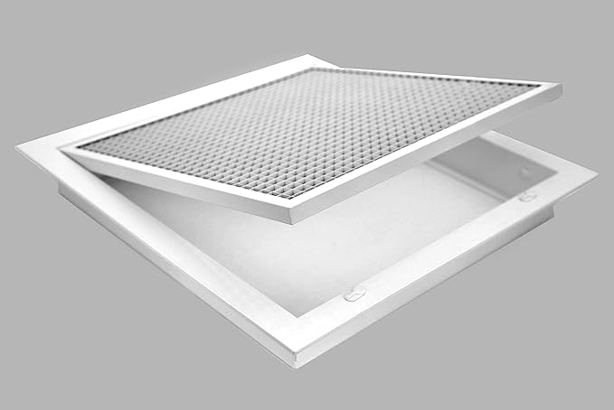 HVAC Premium 8" x 24" Cube Core Eggcrate Return Air Filter Grille for 1" Filter - Aluminum - White [Outer Dimensions: 10.5" x 26.5"]