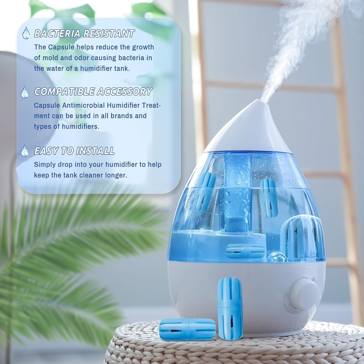 Humidifier Cleaner, 3 Pack Humidifier Cleaning Fish for Universal Humidifiers Tanks 90 Days, Purifies Water & Prevent Hard Water Build-Up, Reduce White Dust and Odors