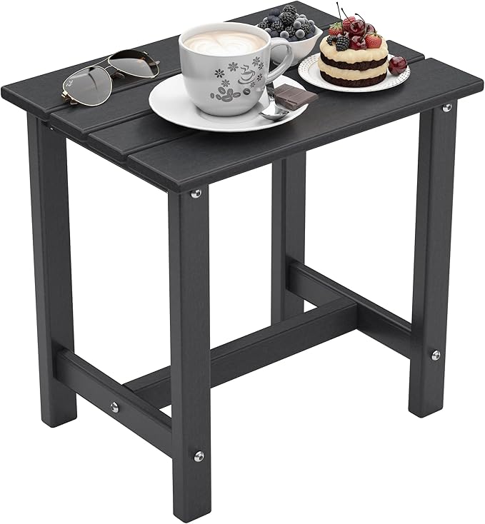 OTSUN Outdoor Side Table, End Table for Adirondack Chair, 18" Patio Table for Porch, Yard, Weather Resistant, Black