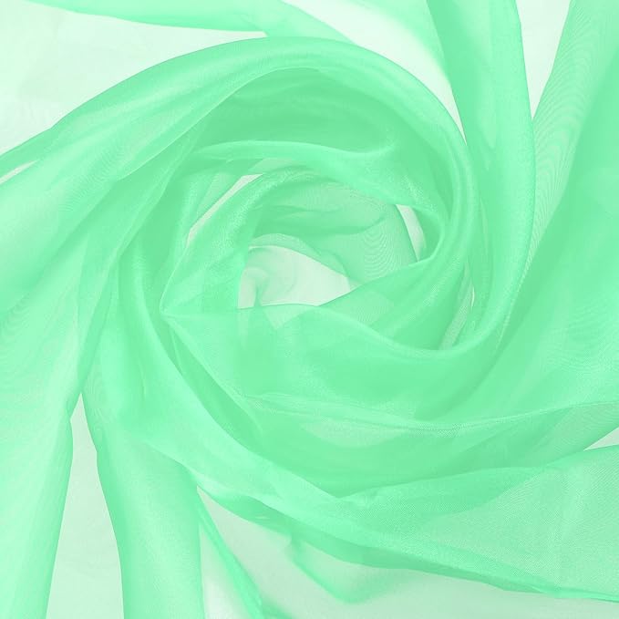 MECCANIXITY Iridescent Sheer Organza Fabric, 2 Yards x 59 Inches Solid Holographic Shiny Fabric Organza Cloth for Wedding, Curtains, Costume, Photo Background, Mint Green