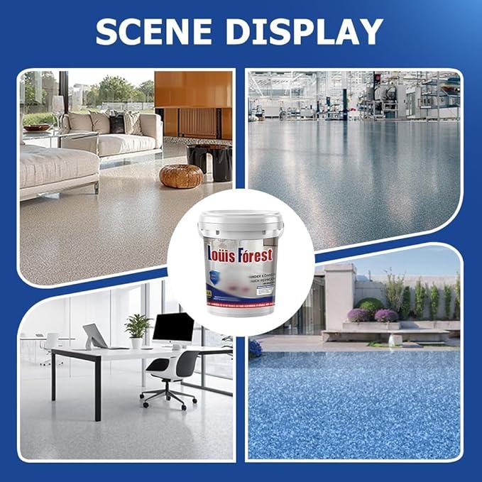 Louis Forest Epoxy Floor Paint, High-Gloss Marble Effect Coating, Epoxy Colored Sand Floor Paint, Wear-Resistant and Non-Slip for Indoor Outdoor (1KG-Millet yellow)