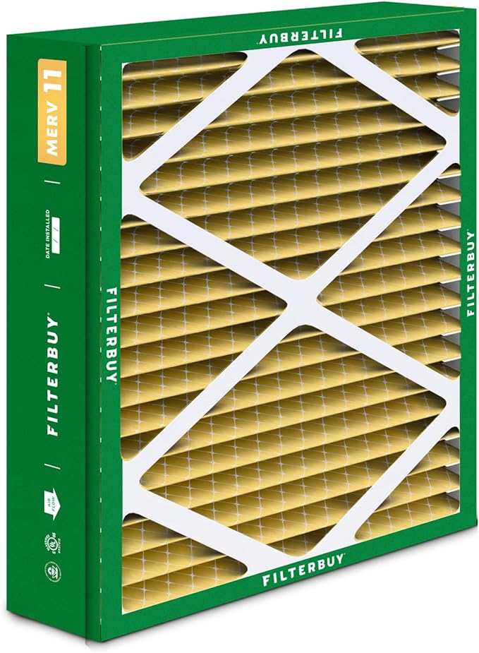Filterbuy 21x23.5x5 Air Filter MERV 11 Superior Pet & Allergy Defense (4-Pack), Pleated HVAC AC Furnace Filters for Trane Perfect Fit & American Standard (Actual Size: 20.00 x 23.09 x 4.97)