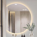 Bathroom Mirror, Dimmable LED Vanity Mirror Half Circle, Illuminated Mirror with Demister Pad, Large Wall Mirror with Touch Sensor (Size : 31x35''/80x90cm)