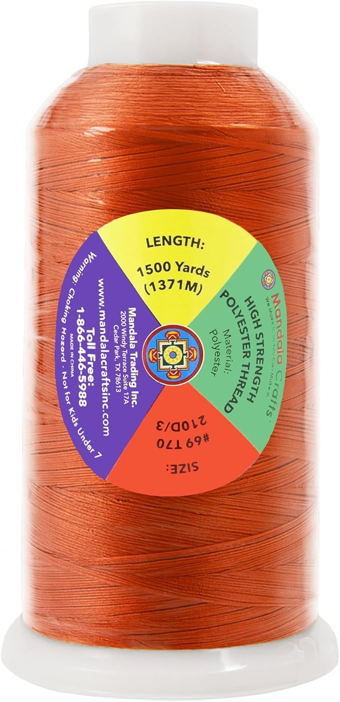 Mandala Crafts Rust Heavy Duty Thread - 1500 Yds Tex 70 Thread for Sewing Drapery Jeans Leather Hair Outdoor Marine Upholstery