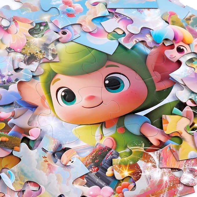 Jumbo Floor Puzzle for Kids,48 Piece Fairy Large Jigsaw Puzzles for Toddler Ages 3-5,Preschool Educational Toy Gift for Boys & Girls Ages 4-8
