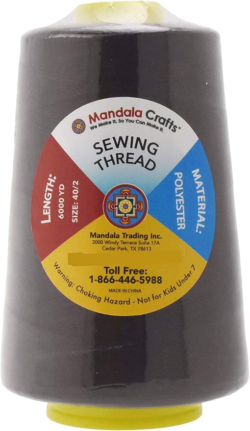 Mandala Crafts 4 Pack of Serger Threads Cones Spools - 40S/2 24000 Yards Polyester Dark Brown Threads for Sergers Machine and Overlock Quilting Sewing Machine