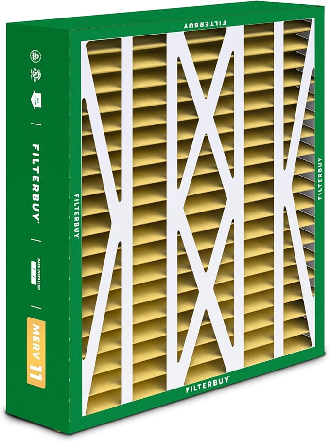 Filterbuy 20x23x5 Air Filter MERV 11 Superior Pet & Allergy Defense (4-Pack), Pleated HVAC AC Furnace Filters for Bryant, Carrier, BDP, Day & Night, and Payne (Actual Size: 19.81 x 22.56 x 4.25)